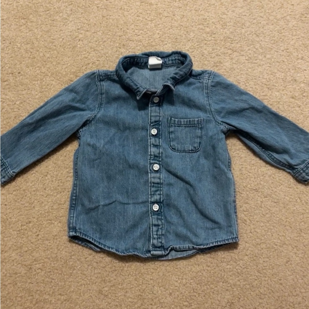 H&M Denim Button Down Shirt Size 9 Months